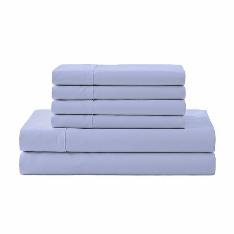 Linen Home 100% Cotton Percale Sheet Set - Deep Pocket Fitted Sheet Fits Mattress Upto 15", Pillowcases, Breathable Flat Sheet