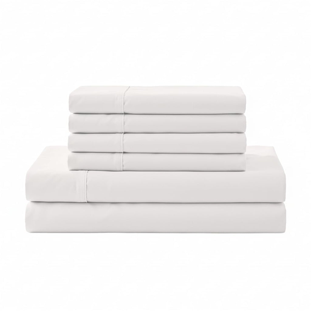 Linen Home 100% Cotton Percale Sheet Set - Deep Pocket Fitted Sheet Fits Mattress Upto 15", Pillowcases, Breathable Flat Sheet