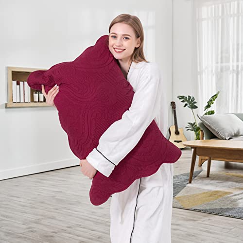 BOSOWOS Quilted Pillow Shams Set of 2, Decorative Microfiber Standard Queen King Bed Pillow Shams, Soft Breathable Pillow Covers with Envelope Closure (White£¬ Light Yellow, Burgundy, Blue, Grey)