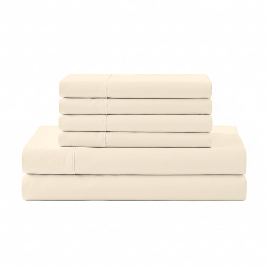 Linen Home 100% Cotton Percale Sheet Set - Deep Pocket Fitted Sheet Fits Mattress Upto 15", Pillowcases, Breathable Flat Sheet