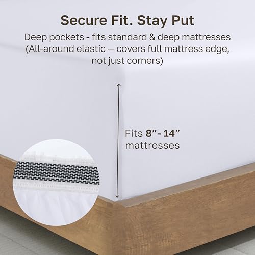 California Design Den 100% Organic Cotton Fitted Sheet Only - Percale Deep Pocket Fitted Sheet, Lightweight, Snug-Fit, Crisp, Durable