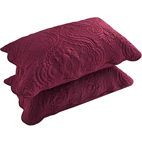 BOSOWOS Quilted Microfiber Pillow Shams with Envelope Closure