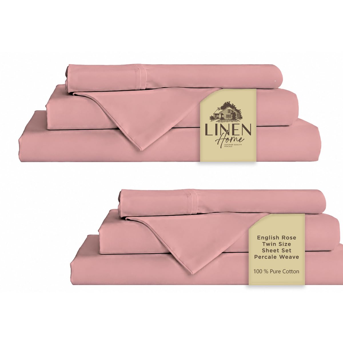 Linen Home 100% Cotton Percale Deep-Pocket Sheet Set