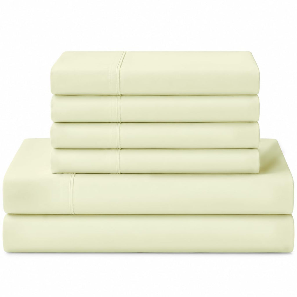 Linen Home 100% Cotton Percale Sheet Set - Deep Pocket Fitted Sheet Fits Mattress Upto 15", Pillowcases, Breathable Flat Sheet