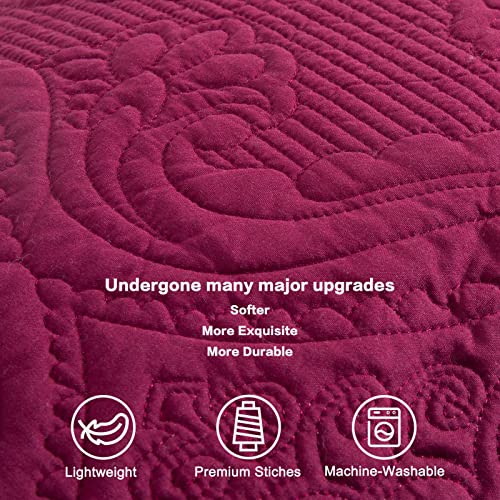 BOSOWOS Quilted Pillow Shams Set of 2, Decorative Microfiber Standard Queen King Bed Pillow Shams, Soft Breathable Pillow Covers with Envelope Closure (White£¬ Light Yellow, Burgundy, Blue, Grey)