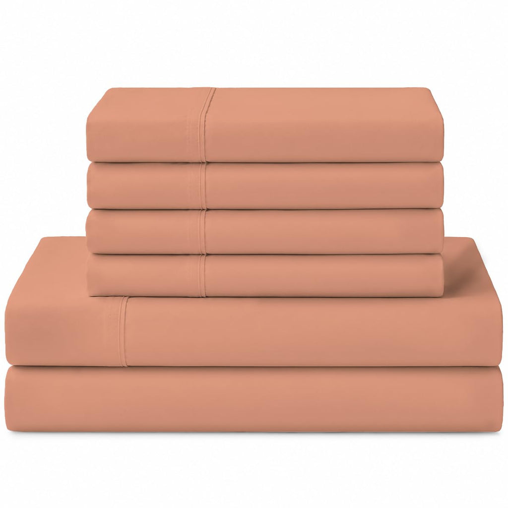 Linen Home 100% Cotton Percale Sheet Set - Deep Pocket Fitted Sheet Fits Mattress Upto 15", Pillowcases, Breathable Flat Sheet