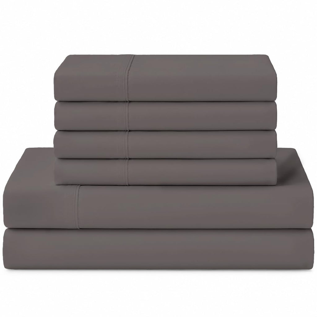 Linen Home 100% Cotton Percale Sheet Set - Deep Pocket Fitted Sheet Fits Mattress Upto 15", Pillowcases, Breathable Flat Sheet