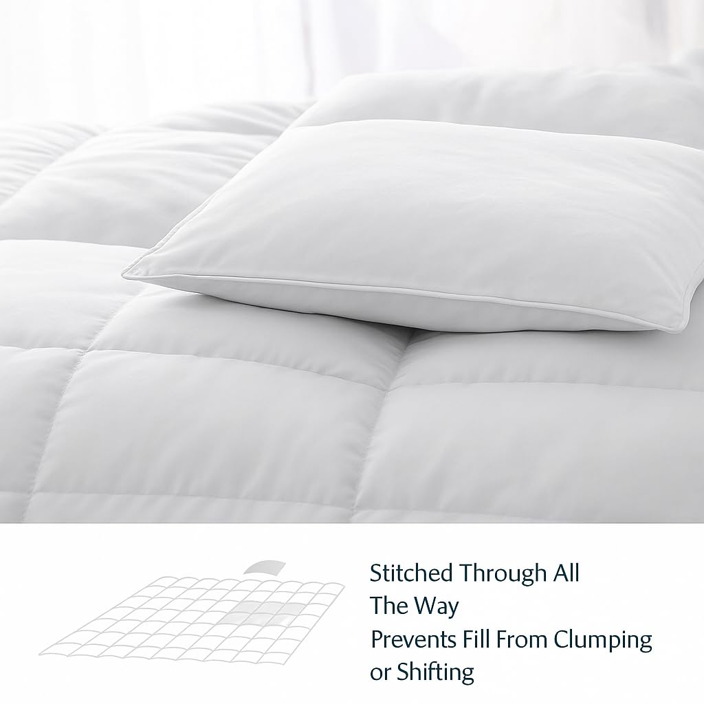 ARlinen College Dorm Bedding Bundle – Twin White Comforter & Twin XL 32 Inch Extra Long Dorm Bed Skirt Set