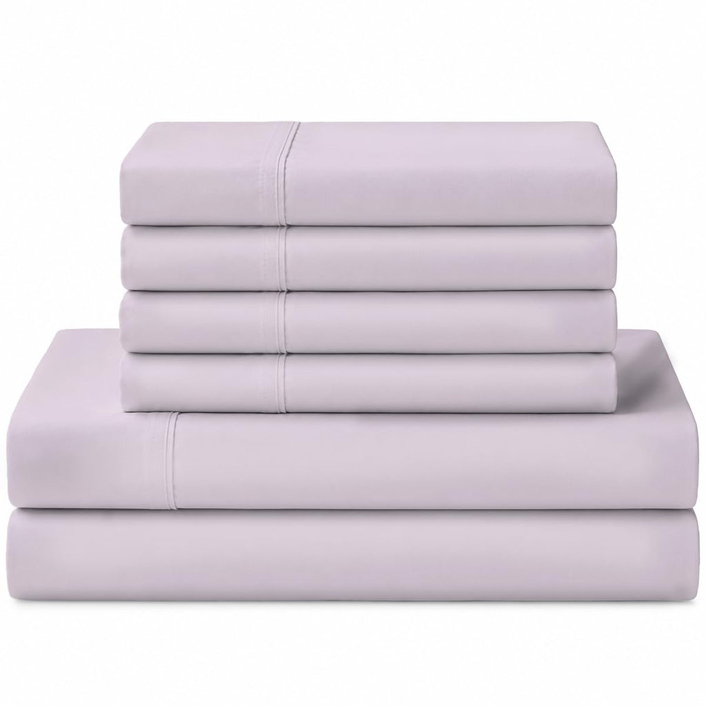 Linen Home 100% Cotton Percale Sheet Set - Deep Pocket Fitted Sheet Fits Mattress Upto 15", Pillowcases, Breathable Flat Sheet