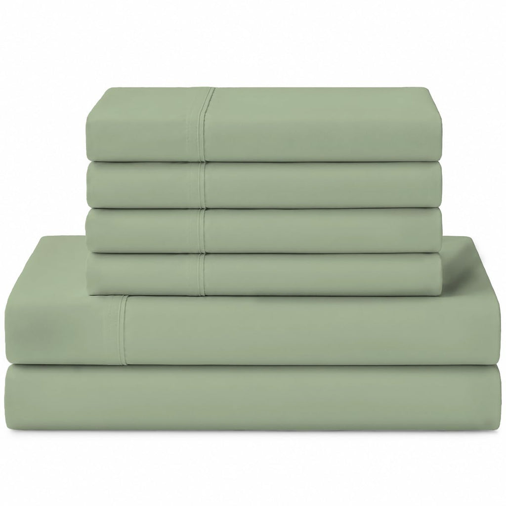 Linen Home 100% Cotton Percale Sheet Set - Deep Pocket Fitted Sheet Fits Mattress Upto 15", Pillowcases, Breathable Flat Sheet