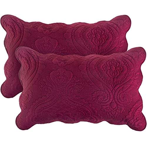 BOSOWOS Quilted Pillow Shams Set of 2, Decorative Microfiber Standard Queen King Bed Pillow Shams, Soft Breathable Pillow Covers with Envelope Closure (White£¬ Light Yellow, Burgundy, Blue, Grey)