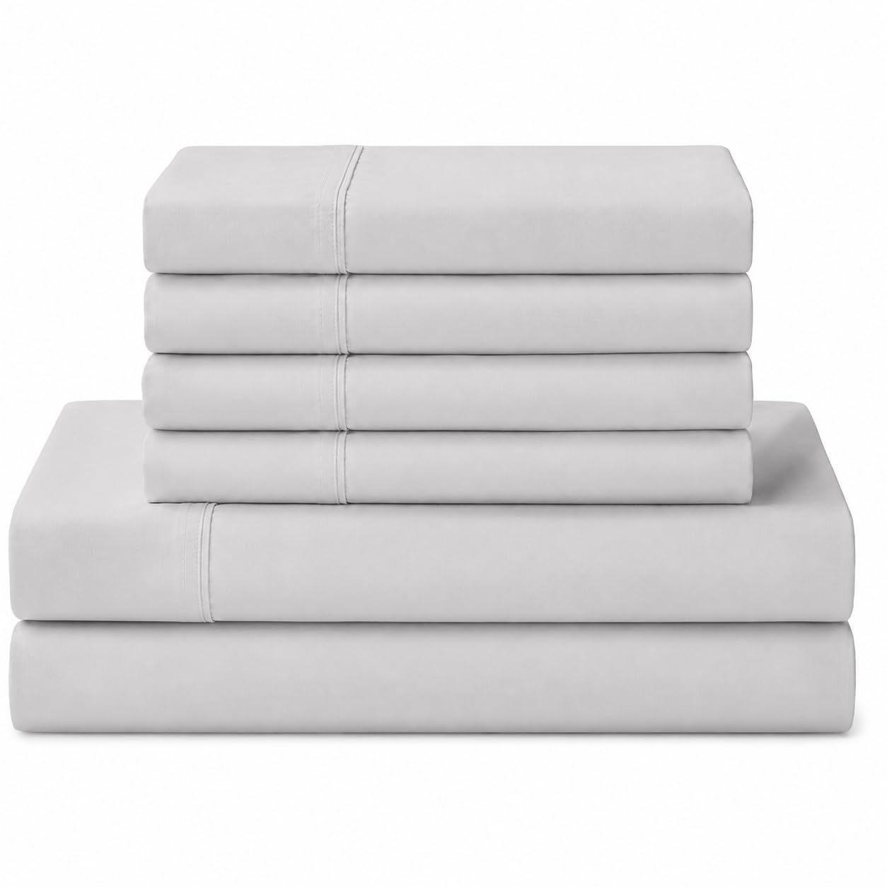 Linen Home 100% Cotton Percale Sheet Set - Deep Pocket Fitted Sheet Fits Mattress Upto 15", Pillowcases, Breathable Flat Sheet