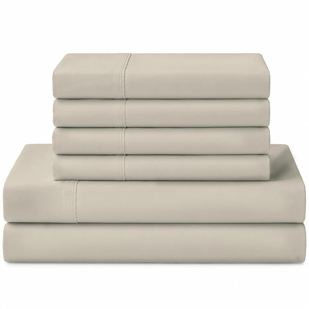 Linen Home 100% Cotton Percale Sheet Set - Deep Pocket Fitted Sheet Fits Mattress Upto 15", Pillowcases, Breathable Flat Sheet