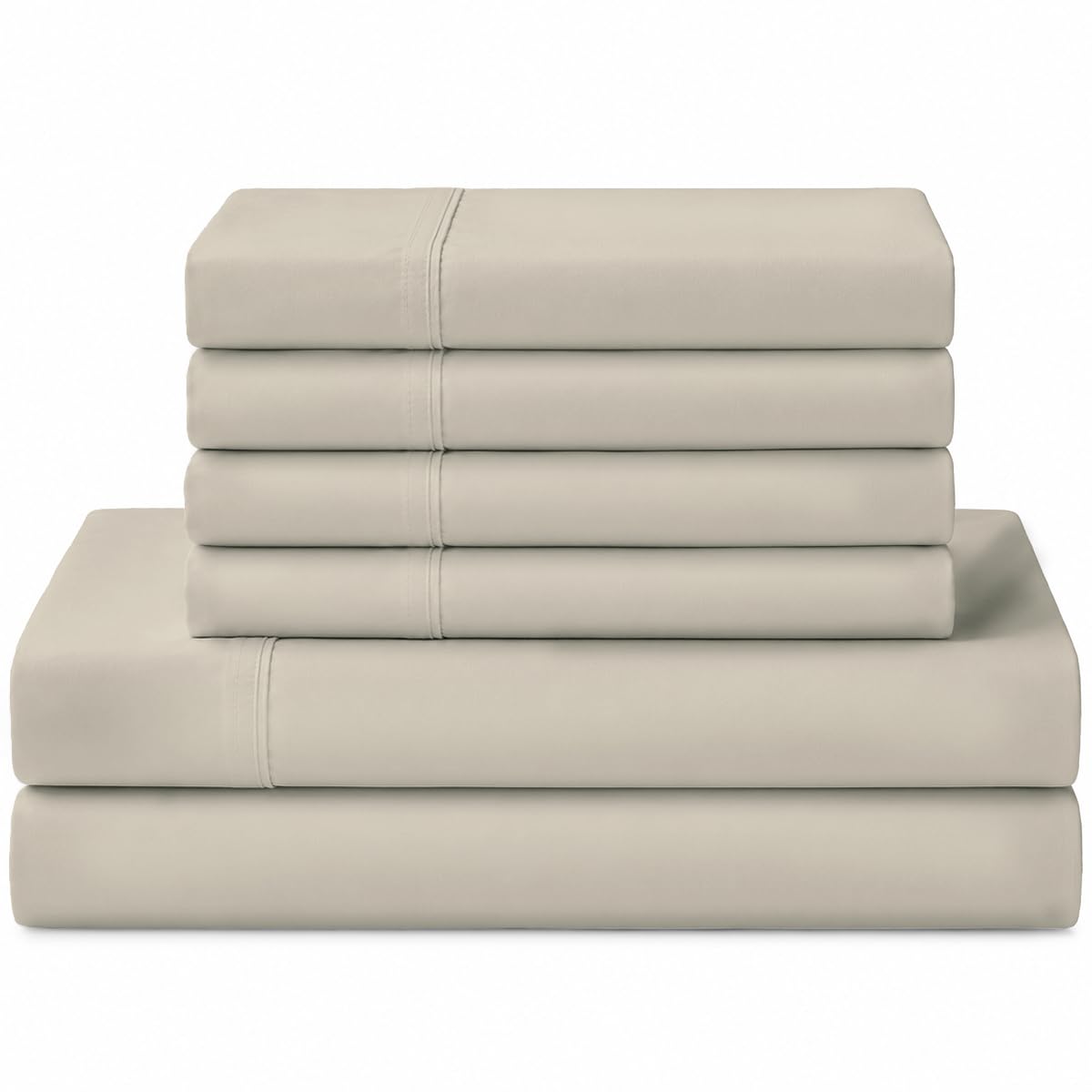 Linen Home 100% Cotton Percale Sheet Set - Deep Pocket Fitted Sheet Fits Mattress Upto 15", Pillowcases, Breathable Flat Sheet
