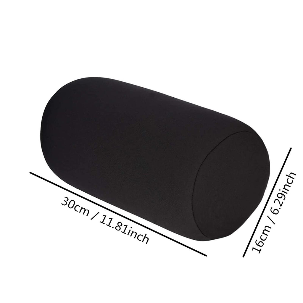 Microbead Bolster Squishy,Orthopedic Round Cylinder Neck Support Roll Pillow Memory Foam Reduce Back Pain - 7" x 12"