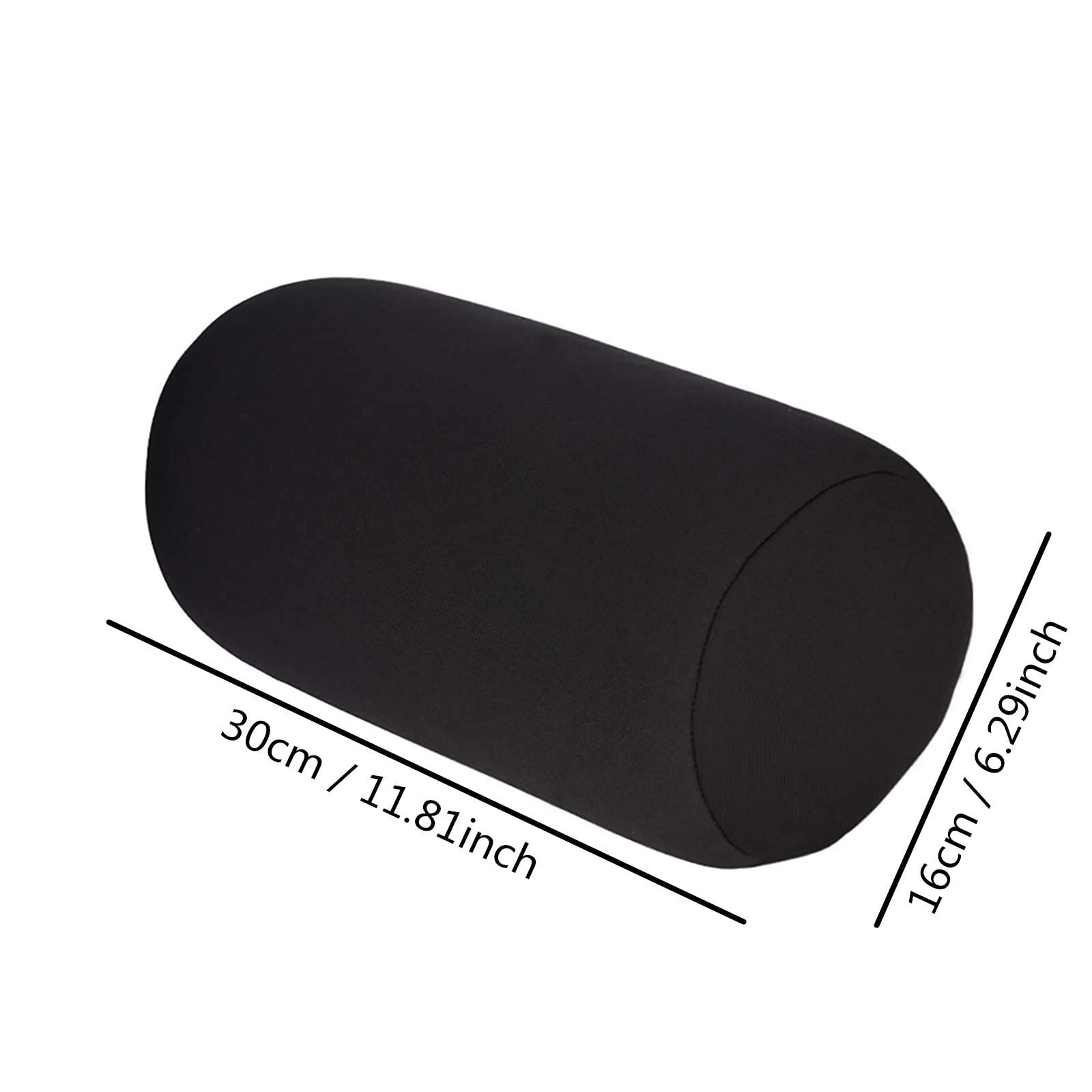 Microbead Bolster Squishy,Orthopedic Round Cylinder Neck Support Roll Pillow Memory Foam Reduce Back Pain - 7" x 12"