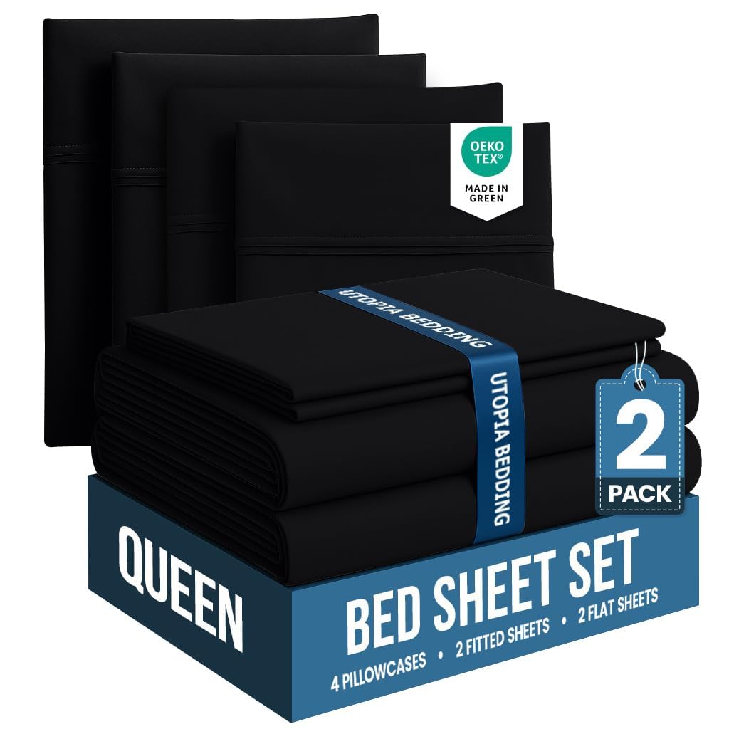 Utopia Bedding Bed Sheet Set - Soft Brushed Microfiber Fabric - Shrinkage & Fade Resistant - Easy Care