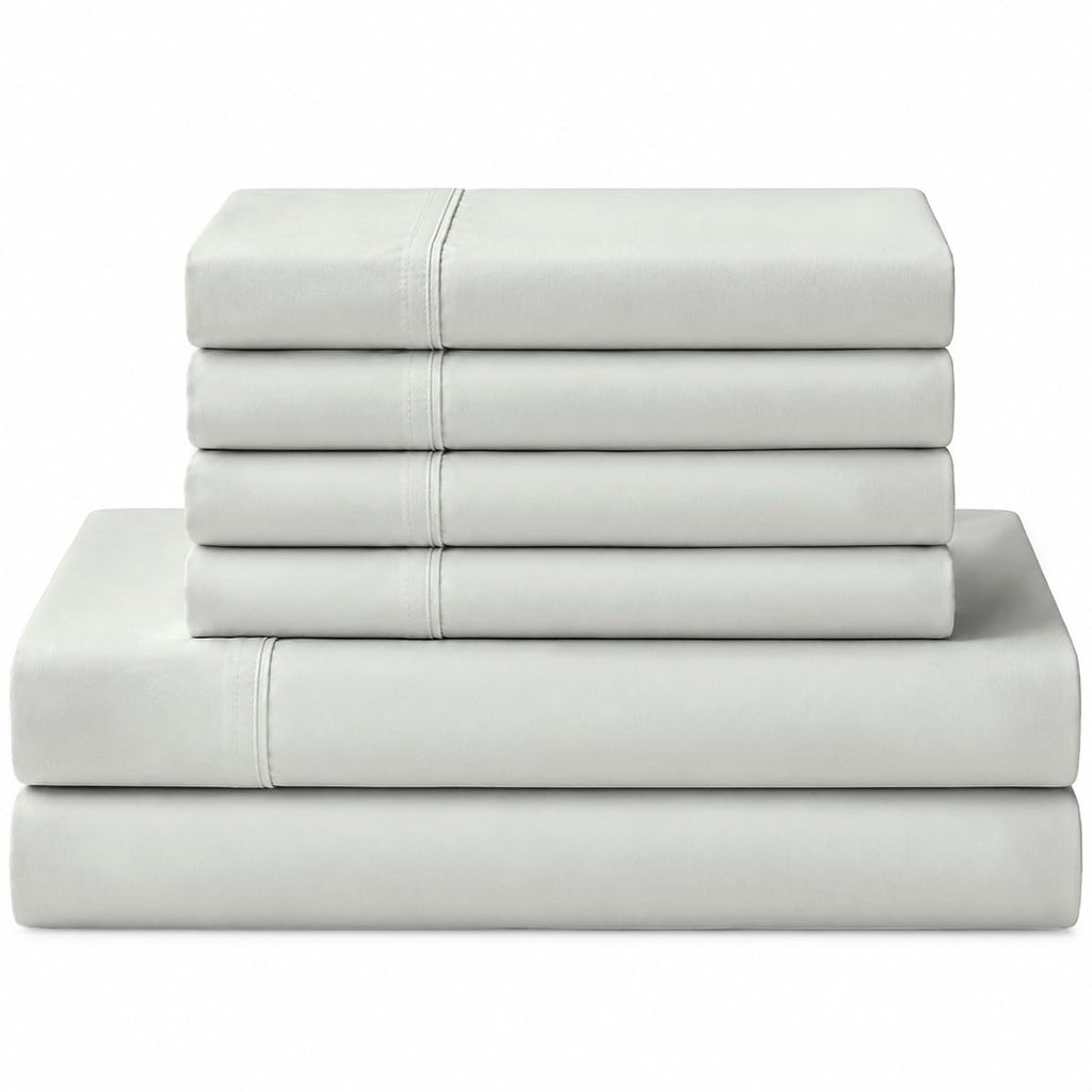 Linen Home 100% Cotton Percale Sheet Set - Deep Pocket Fitted Sheet Fits Mattress Upto 15", Pillowcases, Breathable Flat Sheet