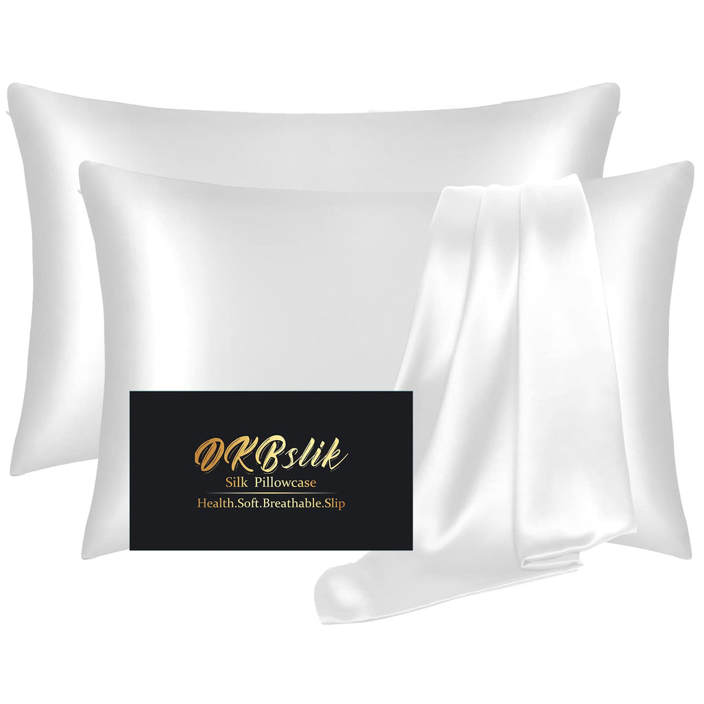 Mulberry Silk Pillowcase for Hair and Skin, Health Soft Anti Acne Cooling Beauty Sleep Natural Silk Satin Pillow Case with Hidden Zipper for Gift