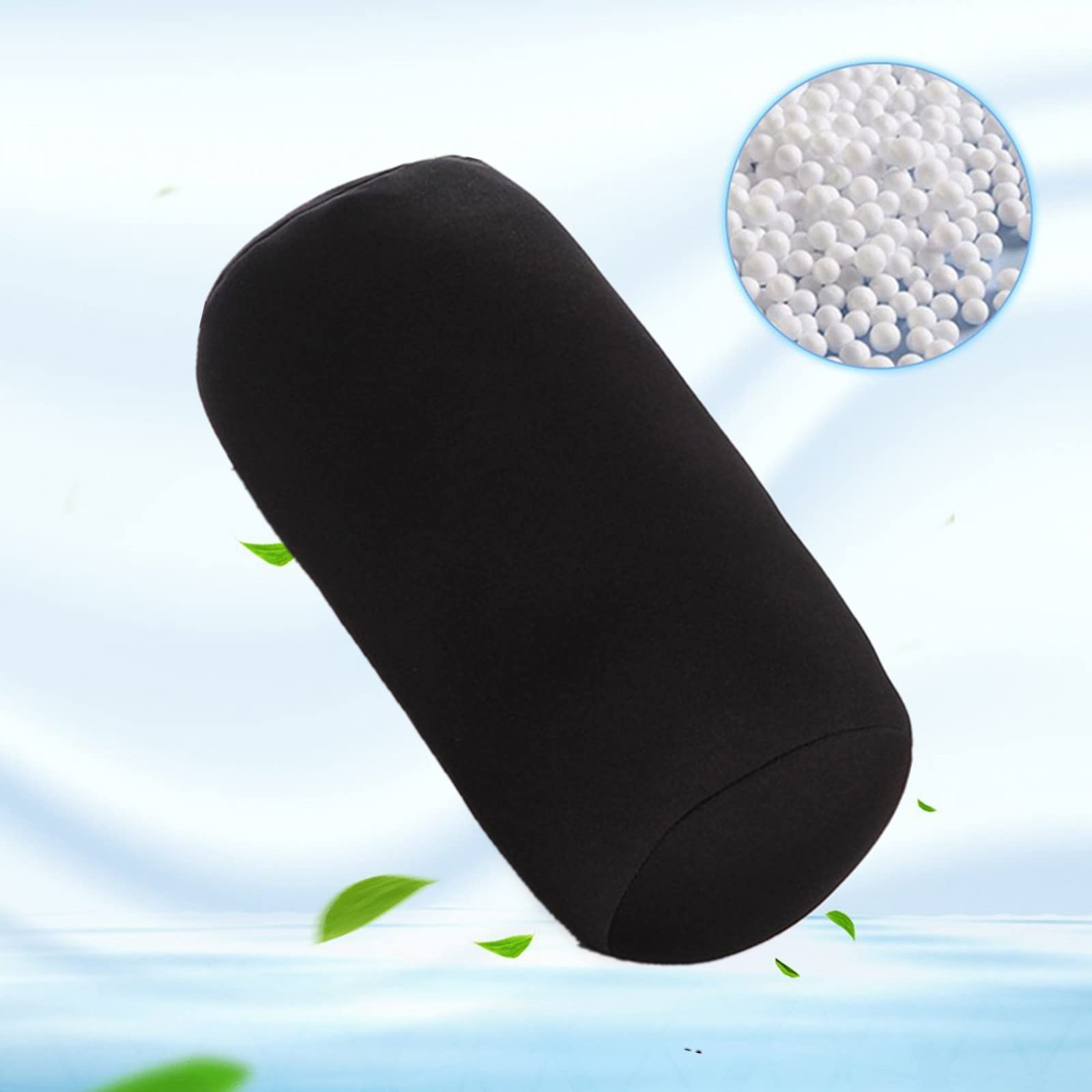 Microbead Bolster Squishy,Orthopedic Round Cylinder Neck Support Roll Pillow Memory Foam Reduce Back Pain - 7" x 12"