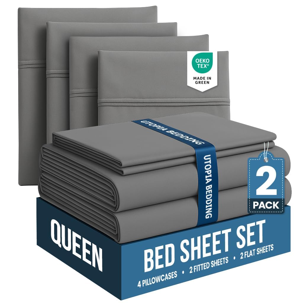 Utopia Bedding Bed Sheet Set - Soft Brushed Microfiber Fabric - Shrinkage & Fade Resistant - Easy Care