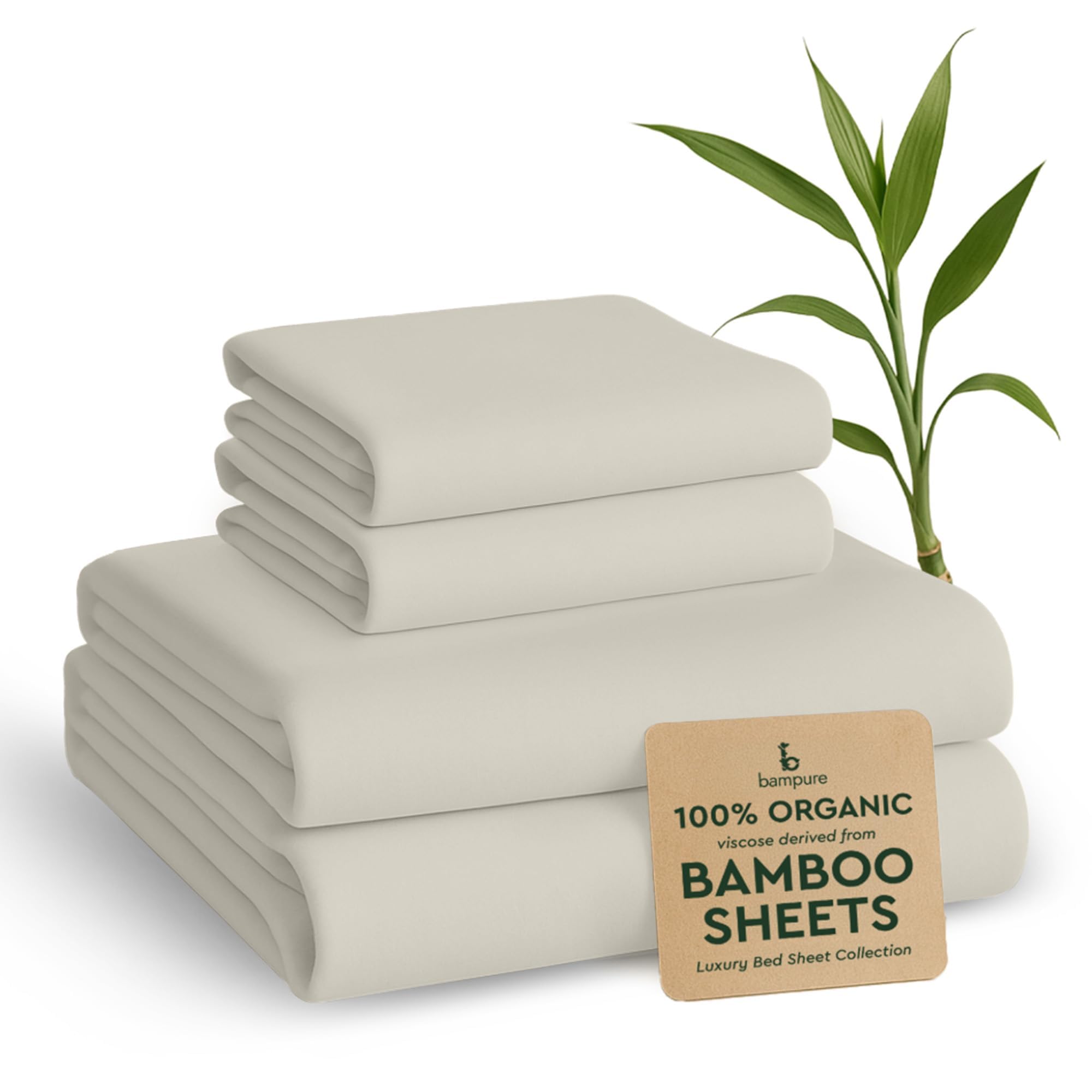BAMPURE Luxury Series Sheet Set - 100% Viscose derived from Bamboo Sheets - Super Soft Viscose Bamboo Cooling Sheets for Hot Sleepers