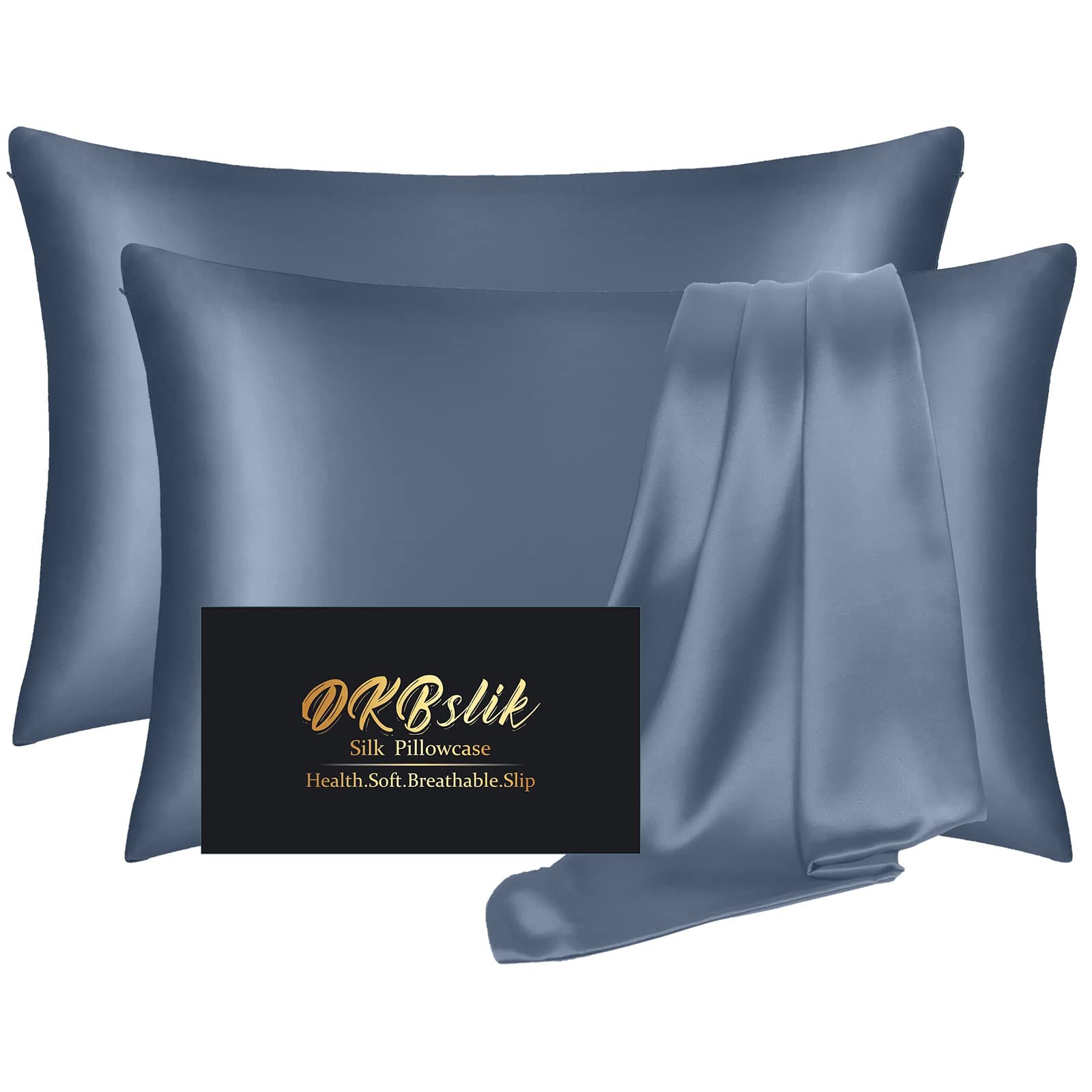 Mulberry Silk Pillowcase for Hair and Skin, Health Soft Anti Acne Cooling Beauty Sleep Natural Silk Satin Pillow Case with Hidden Zipper for Gift