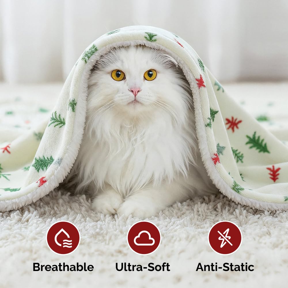Reversible Christmas Sherpa Fleece Throw Blanket