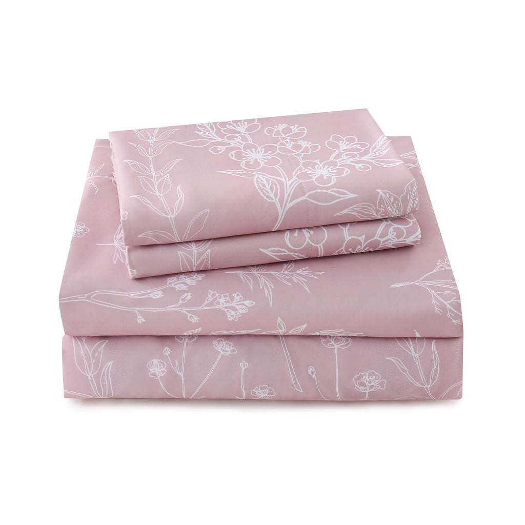 Yibeizi Floral Printed Sheet Set, Boho Pattern Bed Sheets Cooling Bedding Sheets & Pillowcases Soft Microfiber 15" Extra Deep Pocket Fitted Bedsheet 4 Piece
