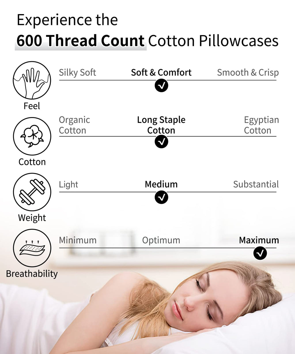 Warmstar 600 Thread Count Cotton Pillow Cases