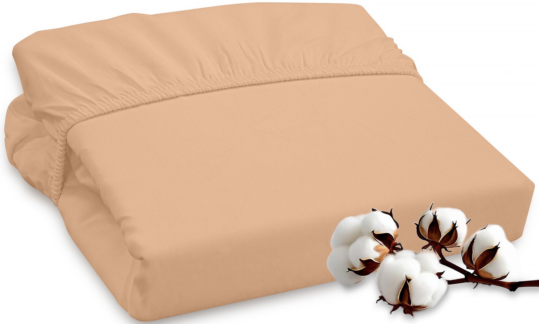 ROYALE LINENS 300 Thread Count 100% Long Staple Combed Cotton Fitted Sheet - Super Soft Deep Pocket Bottom Sheet - Fitted Sheet - Fitted Sheet Only - Elastic Sheet