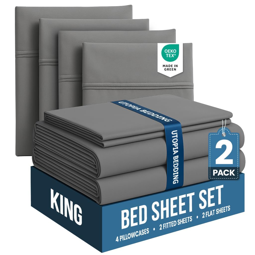 Utopia Bedding Bed Sheet Set - Soft Brushed Microfiber Fabric - Shrinkage & Fade Resistant - Easy Care
