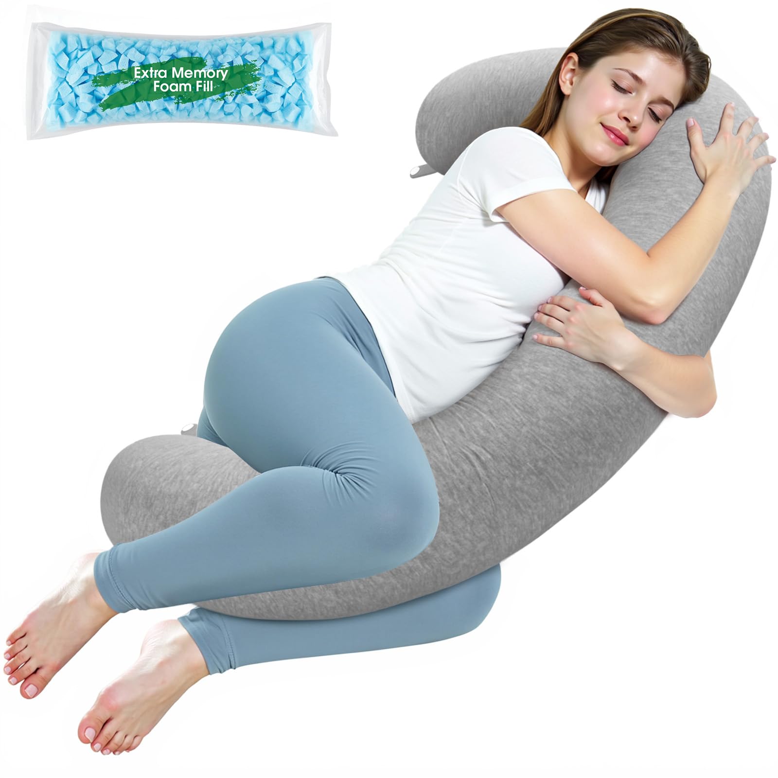 SweetSlubr Memory Foam Full Body Pillow Pregnancy Pillow