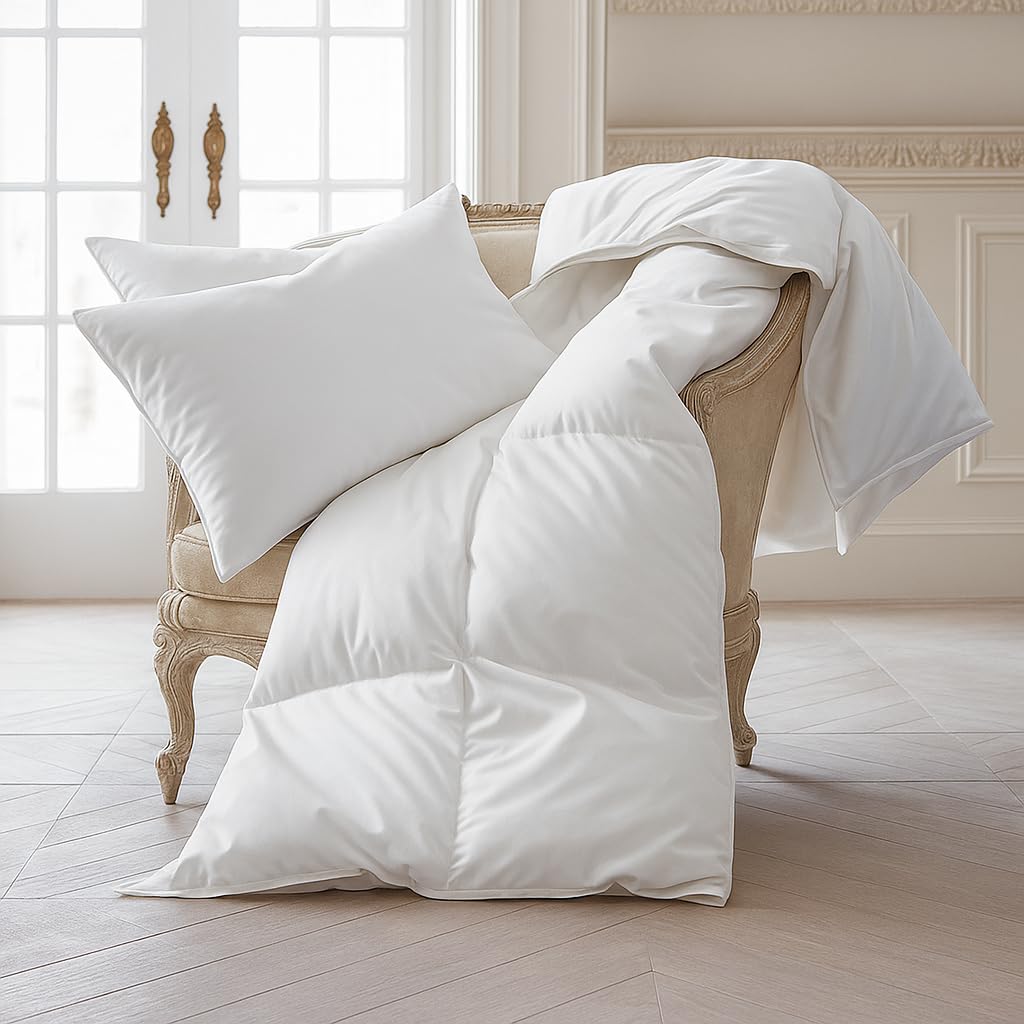 ARlinen College Dorm Bedding Bundle – Twin White Comforter & Twin XL 32 Inch Extra Long Dorm Bed Skirt Set