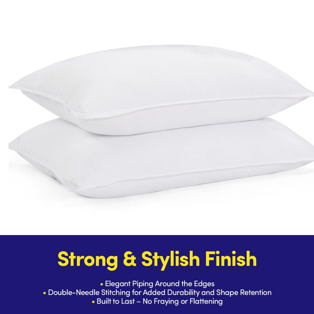 Pillows Size Set of 2 – 2-Pack Premium Medium Firm Down Alternative Bed Pillows for Sleeping – Generously Filled, Ultra Soft Support for Standard, Queen & King Sleepers