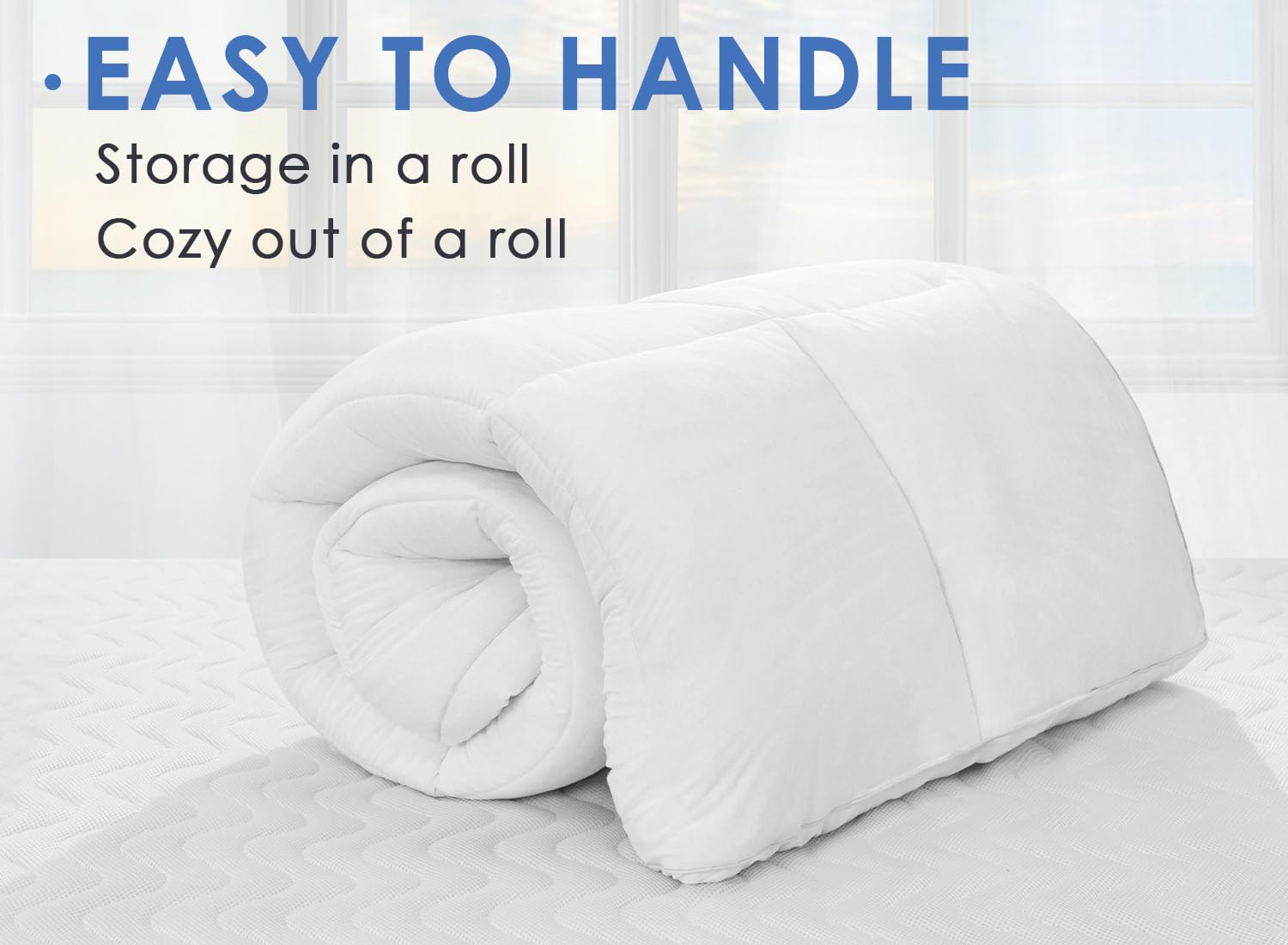 Marine Moon Mattress Topper, Plush Pillow Top Mattress Pad/Bed Topper, Hotel Quality Down Alternative