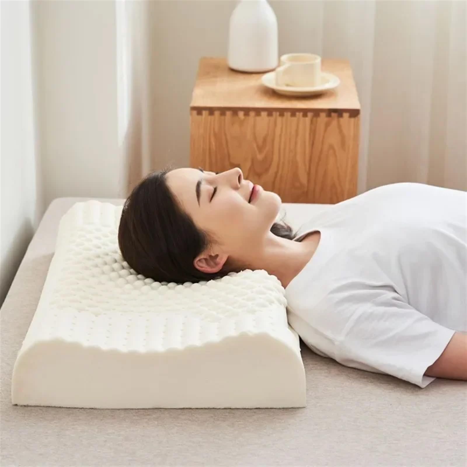 LNJMRU Latex Pillow Natural Latex Pillow Remedial Neck Protect Vertebrae Health Care Orthopedic Pillow Natural Latex Pillow Latex Sleeping Bed Pillow