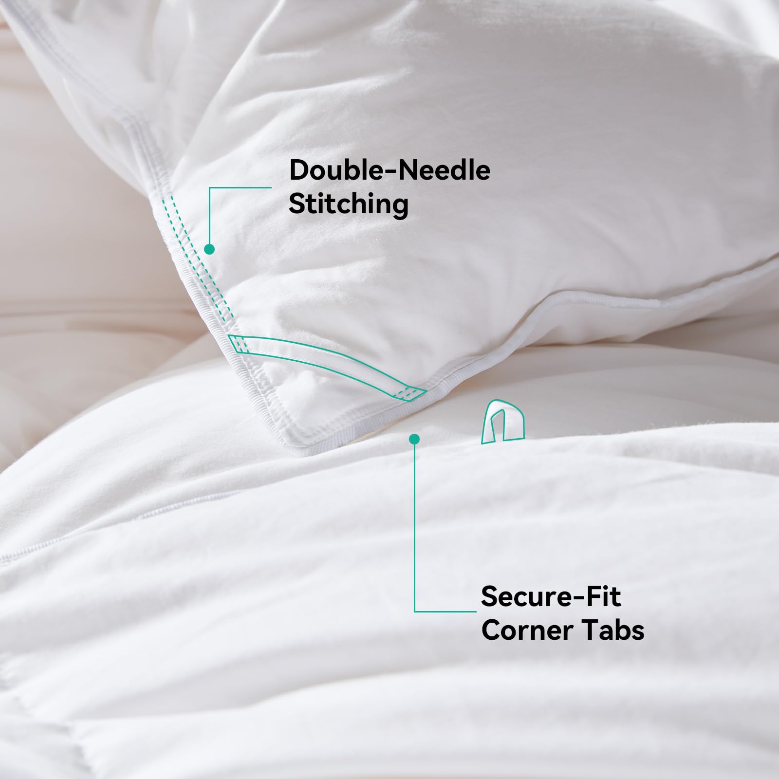Three Geese King Size Goose Feather Down Fiber Comforter - Ultral Soft All-Season Feather Down Duvet Insert Fluffy, Noissele with 8 Corner Loops for Warmth and Softness.
