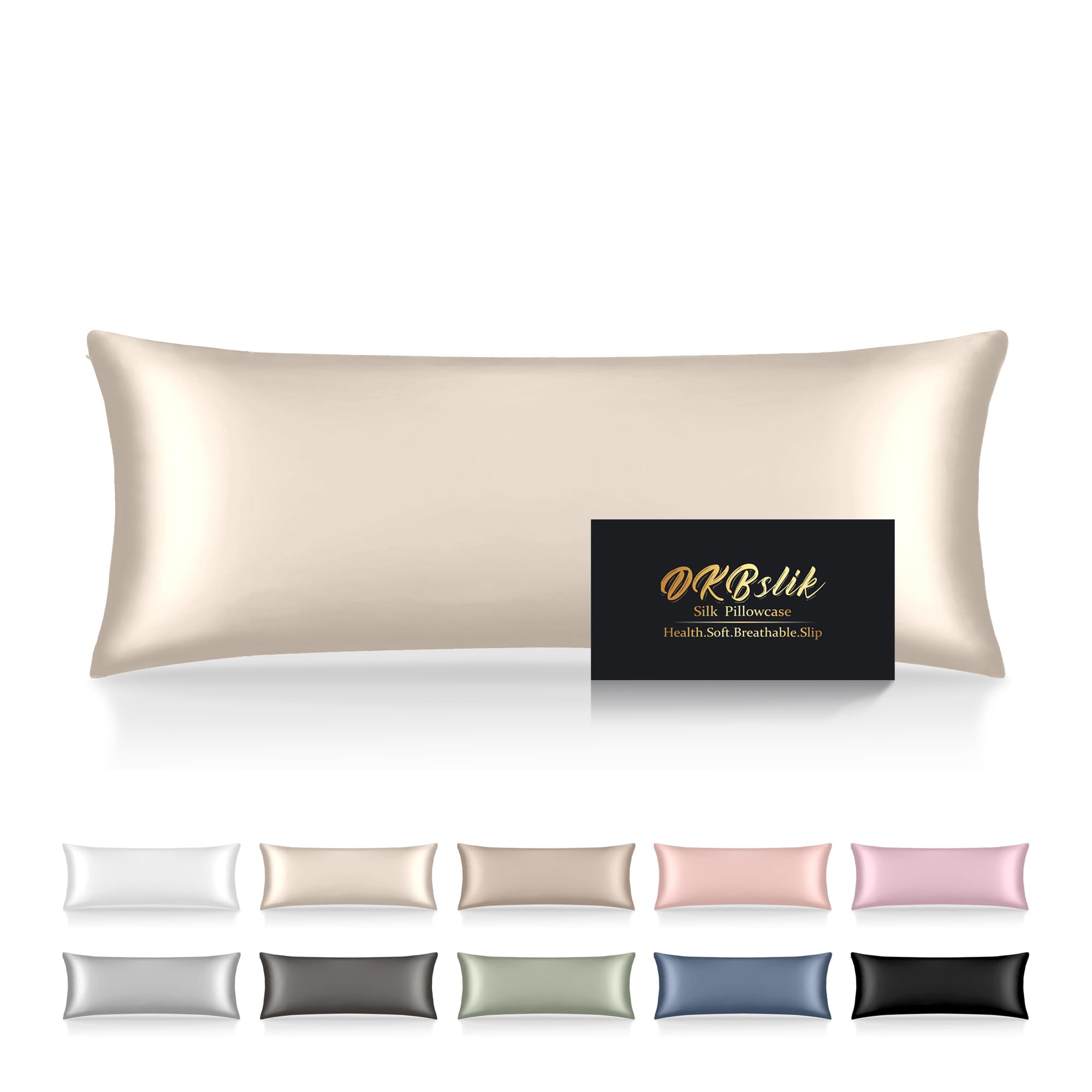 Mulberry Silk Pillowcase for Hair and Skin, Health Soft Anti Acne Cooling Beauty Sleep Natural Silk Satin Pillow Case with Hidden Zipper for Gift