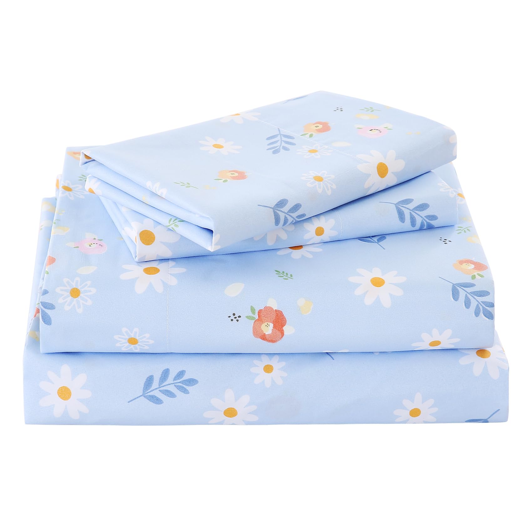 Yibeizi Floral Printed Sheet Set, Boho Pattern Bed Sheets Cooling Bedding Sheets & Pillowcases Soft Microfiber 15" Extra Deep Pocket Fitted Bedsheet 4 Piece