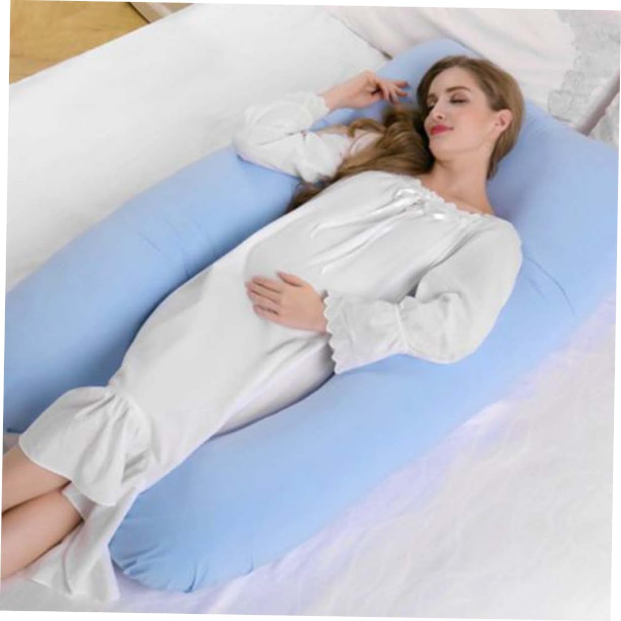 MERRYHAPY U-Shaped Pillowcase for Pregnant Women Soft Knit Easy Zipper Machine Washable Durable Cover for Pregnancy Pillow
