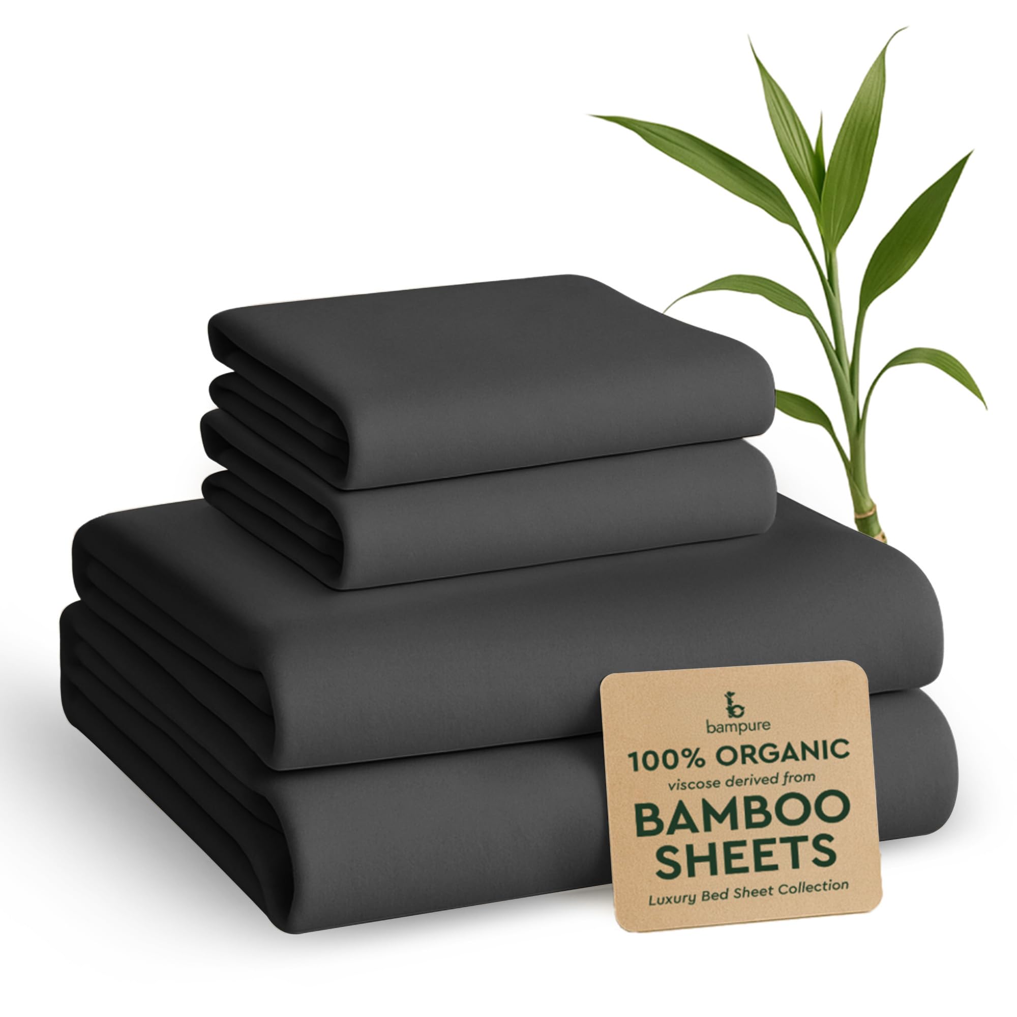 BAMPURE Luxury Series Sheet Set - 100% Viscose derived from Bamboo Sheets - Super Soft Viscose Bamboo Cooling Sheets for Hot Sleepers