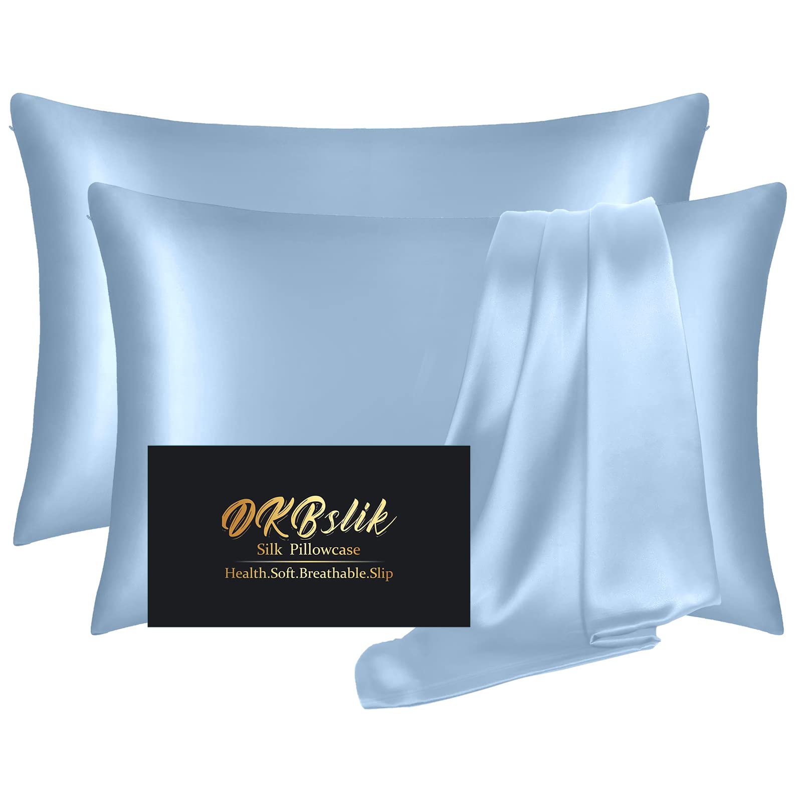 Mulberry Silk Pillowcase for Hair and Skin, Health Soft Anti Acne Cooling Beauty Sleep Natural Silk Satin Pillow Case with Hidden Zipper for Gift