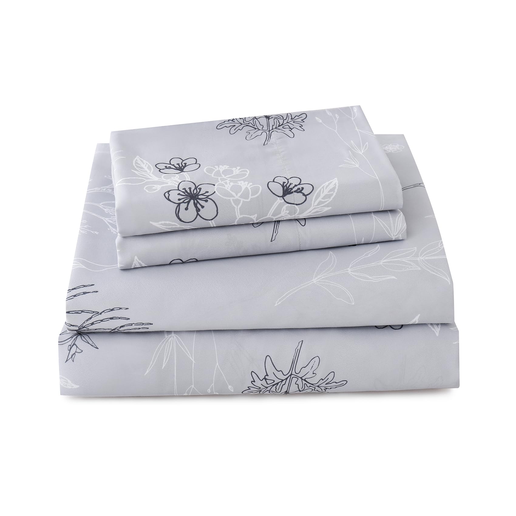 Yibeizi Floral Printed Sheet Set, Boho Pattern Bed Sheets Cooling Bedding Sheets & Pillowcases Soft Microfiber 15" Extra Deep Pocket Fitted Bedsheet 4 Piece