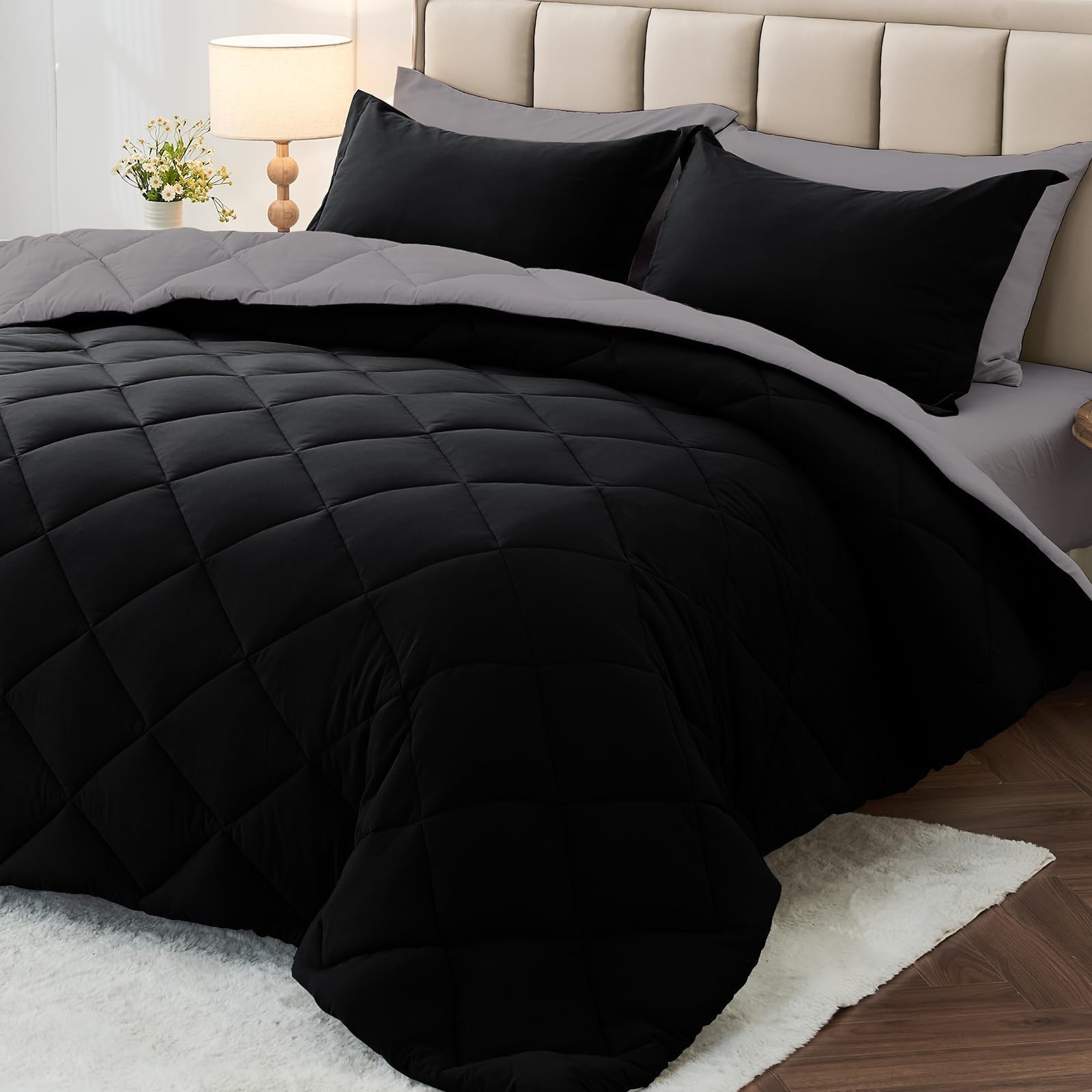 MUXHOMO Reversible 7-Piece All-Season Comforter Set