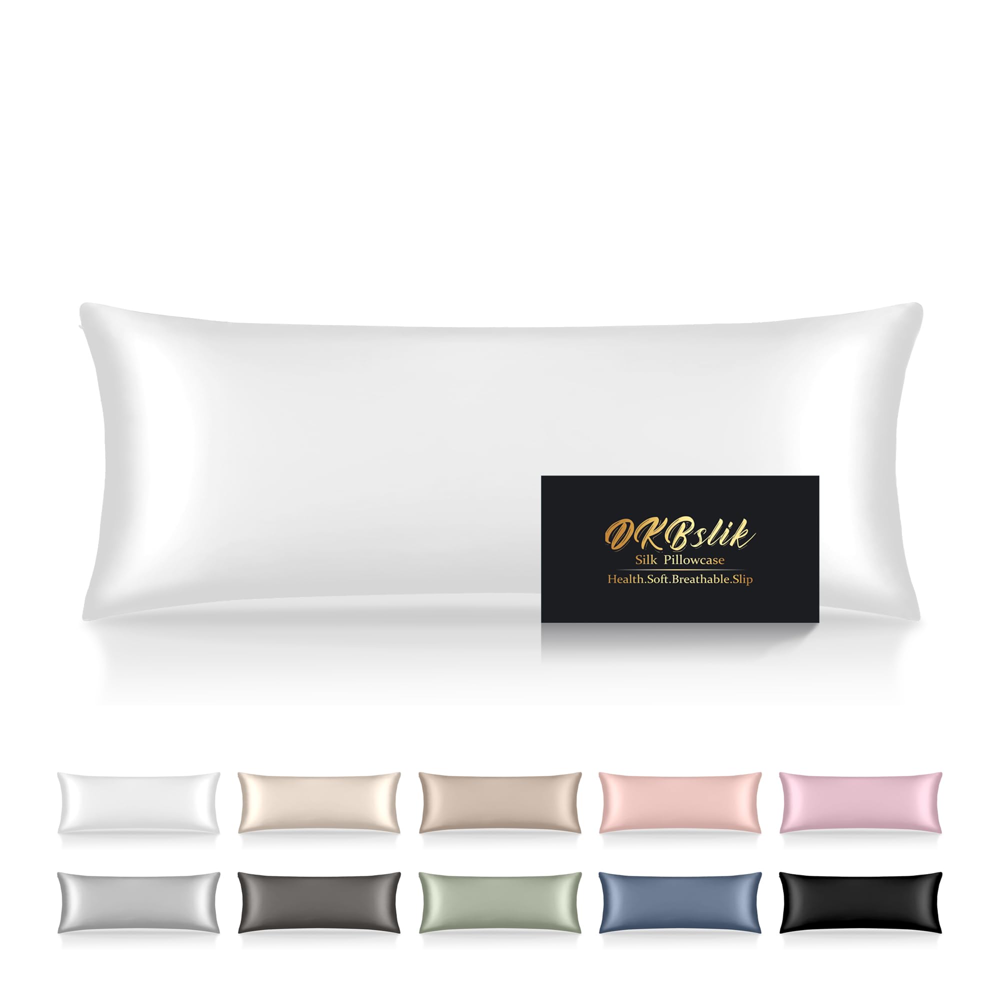 Mulberry Silk Pillowcase for Hair and Skin, Health Soft Anti Acne Cooling Beauty Sleep Natural Silk Satin Pillow Case with Hidden Zipper for Gift