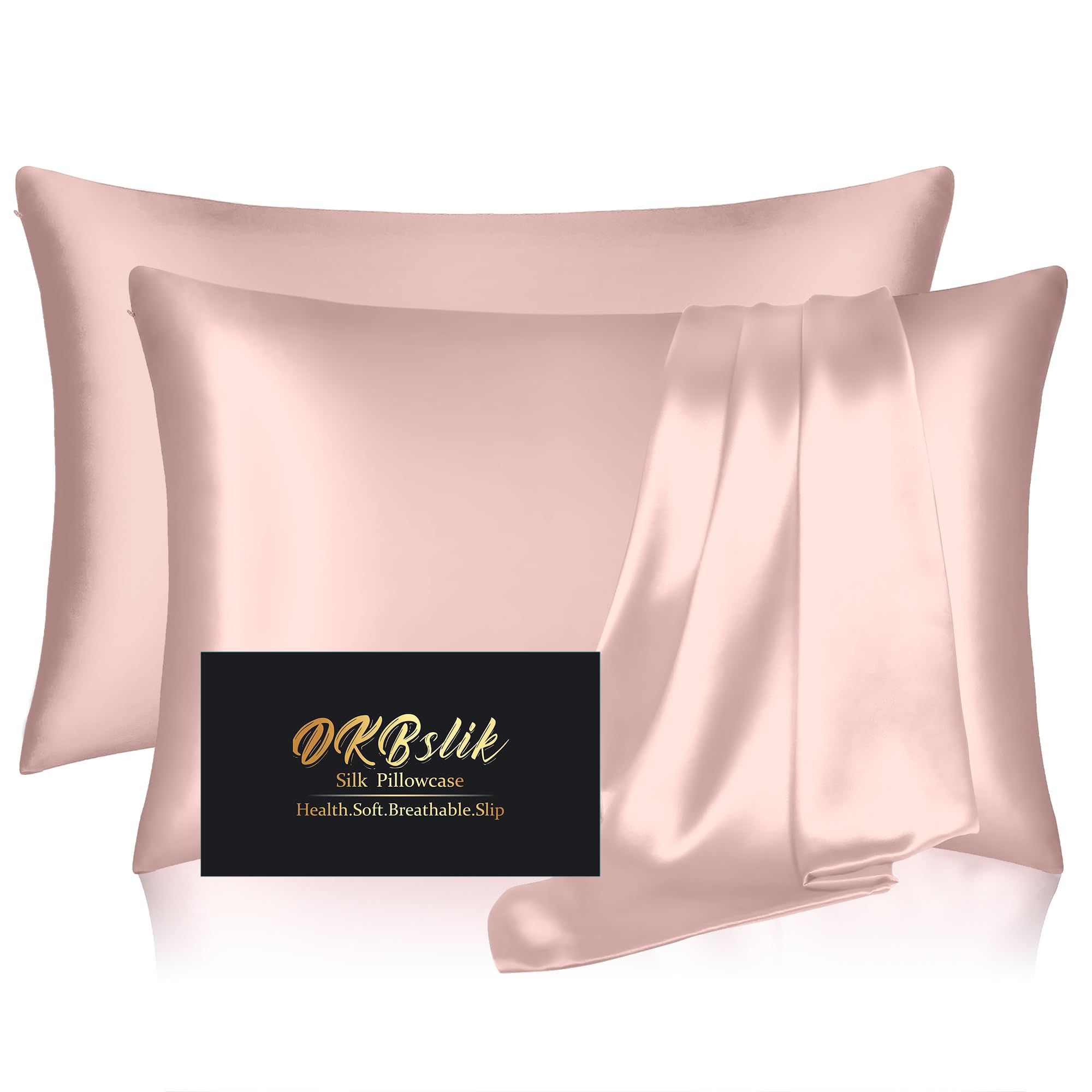 Mulberry Silk Pillowcase for Hair and Skin, Health Soft Anti Acne Cooling Beauty Sleep Natural Silk Satin Pillow Case with Hidden Zipper for Gift