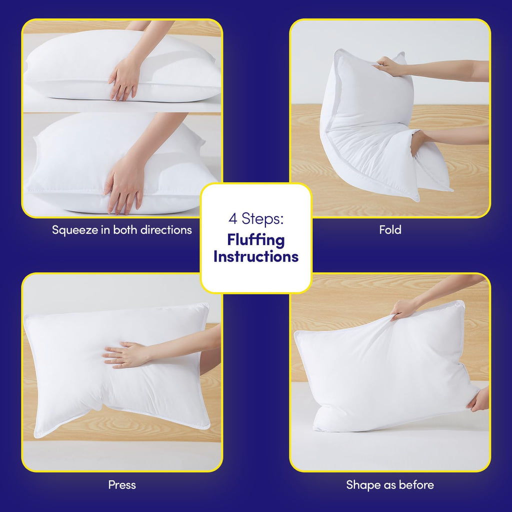 Pillows Size Set of 2 – 2-Pack Premium Medium Firm Down Alternative Bed Pillows for Sleeping – Generously Filled, Ultra Soft Support for Standard, Queen & King Sleepers