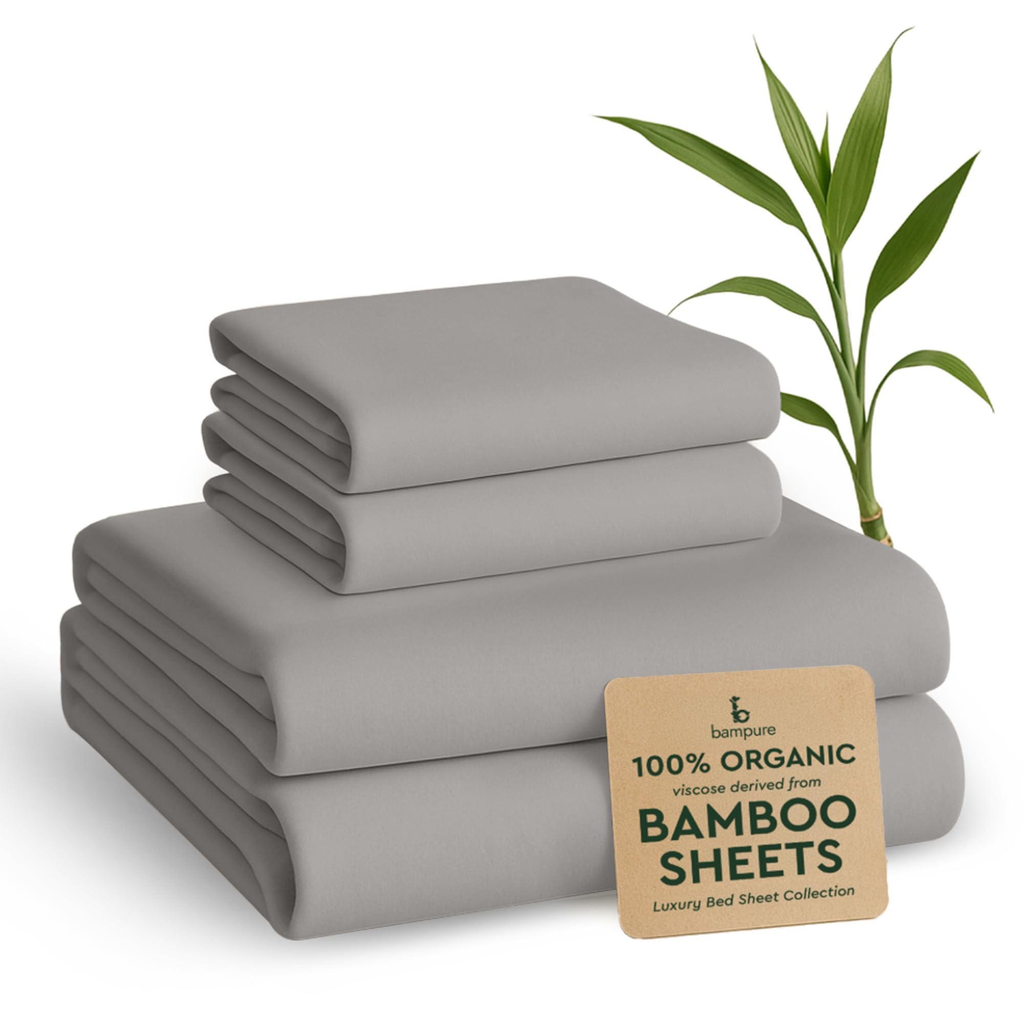 BAMPURE Luxury Series Sheet Set - 100% Viscose derived from Bamboo Sheets - Super Soft Viscose Bamboo Cooling Sheets for Hot Sleepers