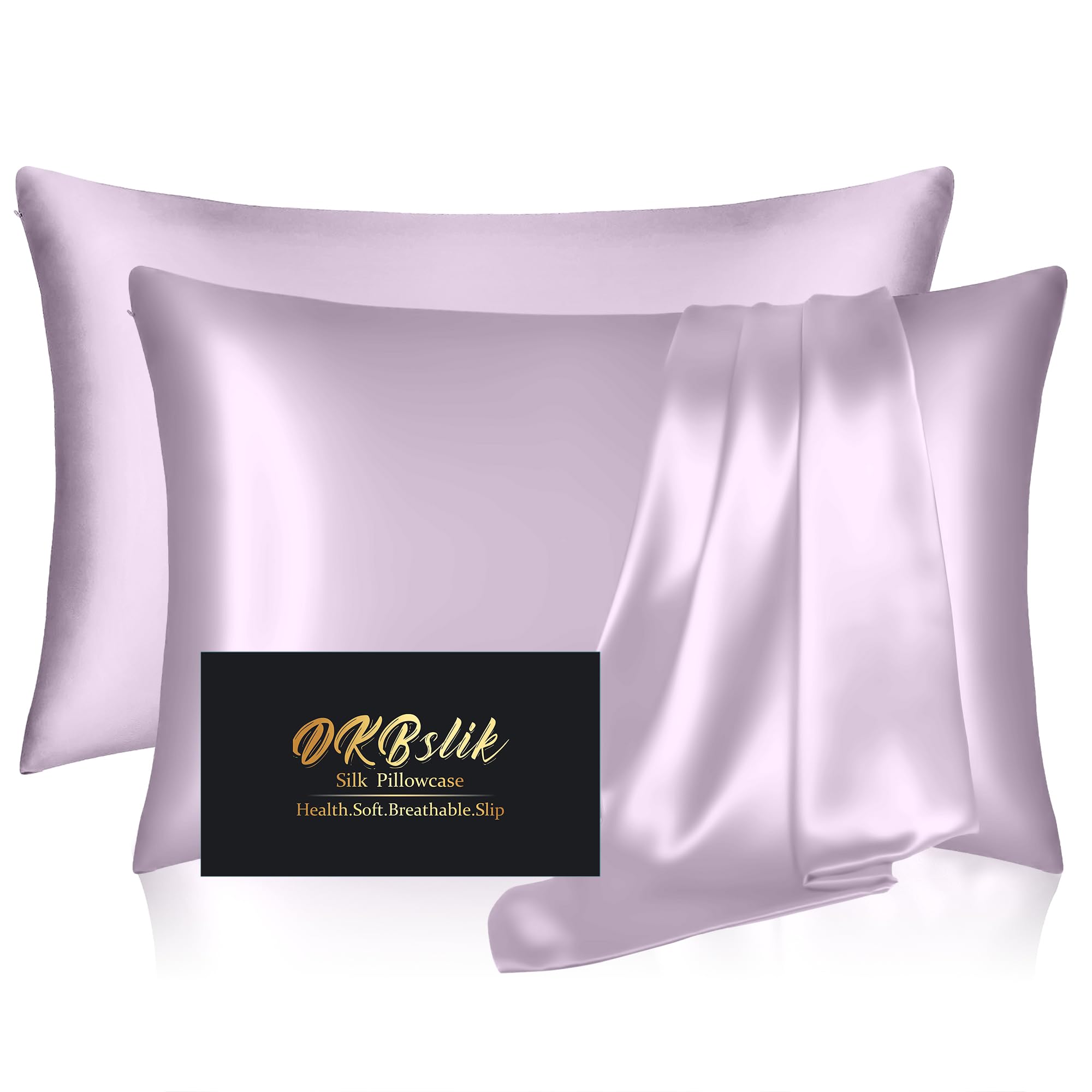 Mulberry Silk Pillowcase for Hair and Skin, Health Soft Anti Acne Cooling Beauty Sleep Natural Silk Satin Pillow Case with Hidden Zipper for Gift